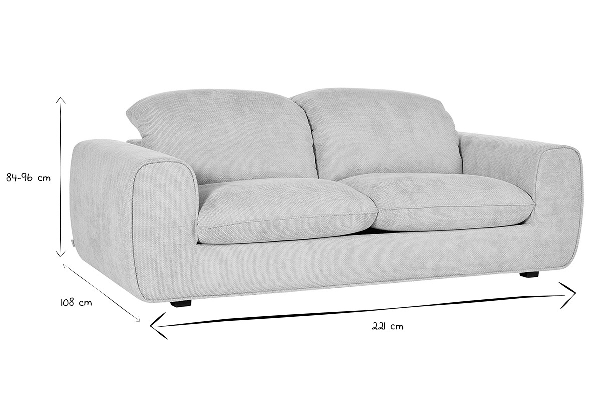 Wandlungssofa mit verstellbaren Kopfst�tzen 3-Sitzer aus chenille Samtstoff beige NOAM