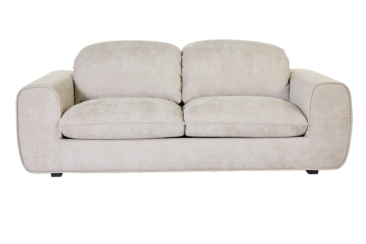 Wandlungssofa mit verstellbaren Kopfst�tzen 3-Sitzer aus chenille Samtstoff beige NOAM