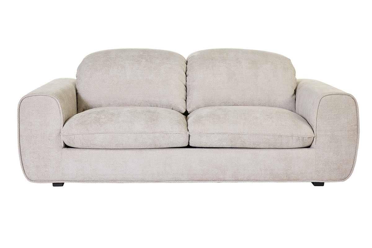 Wandlungssofa mit verstellbaren Kopfst�tzen 3-Sitzer aus chenille Samtstoff beige NOAM