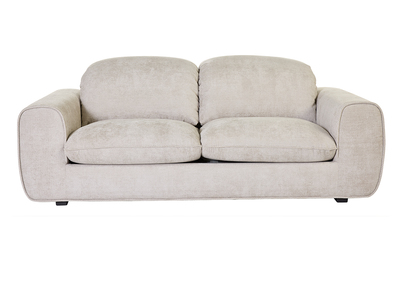 Wandlungssofa mit verstellbaren Kopfst&uuml;tzen 3-Sitzer aus chenille Samtstoff beige NOAM