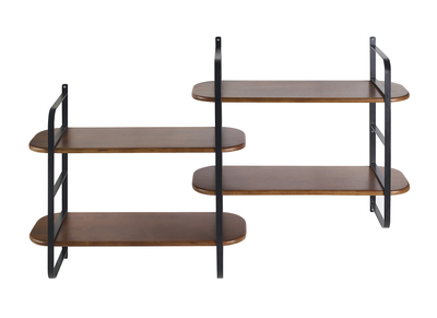 Wandregal aus massivem gebeiztem Mangoholz und schwarzem Metall L122 cm AKINA