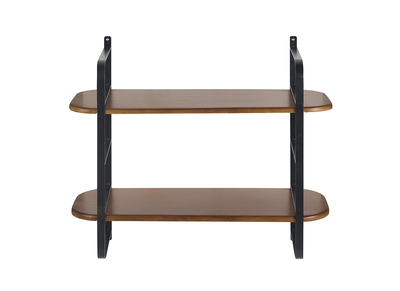 Wandregal aus massivem, gebeiztem Mangoholz und schwarzem Metall L70 cm AKINA