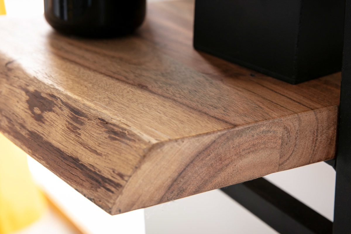 Wandregal aus massivem Holz und schwarzes Metall vertikal ERNEST