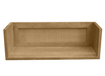 Wandregal aus massivem Mangoholz und Rattan-Rohrgeflecht B60 cm ACANGE