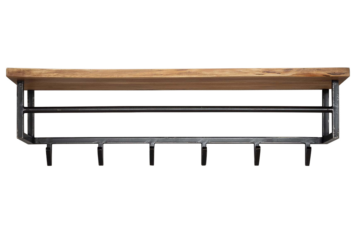 Wandregal Garderobe Industrial aus Massivholz und Metall Schwarz LORD