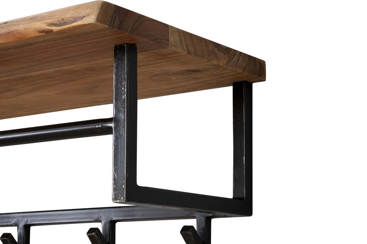 Wandregal Garderobe Industrial aus Massivholz und Metall Schwarz LORD