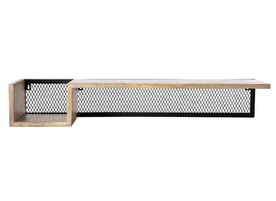 Wandregal Industrie-Stil Mangoholz und Metall 90 cm RACK