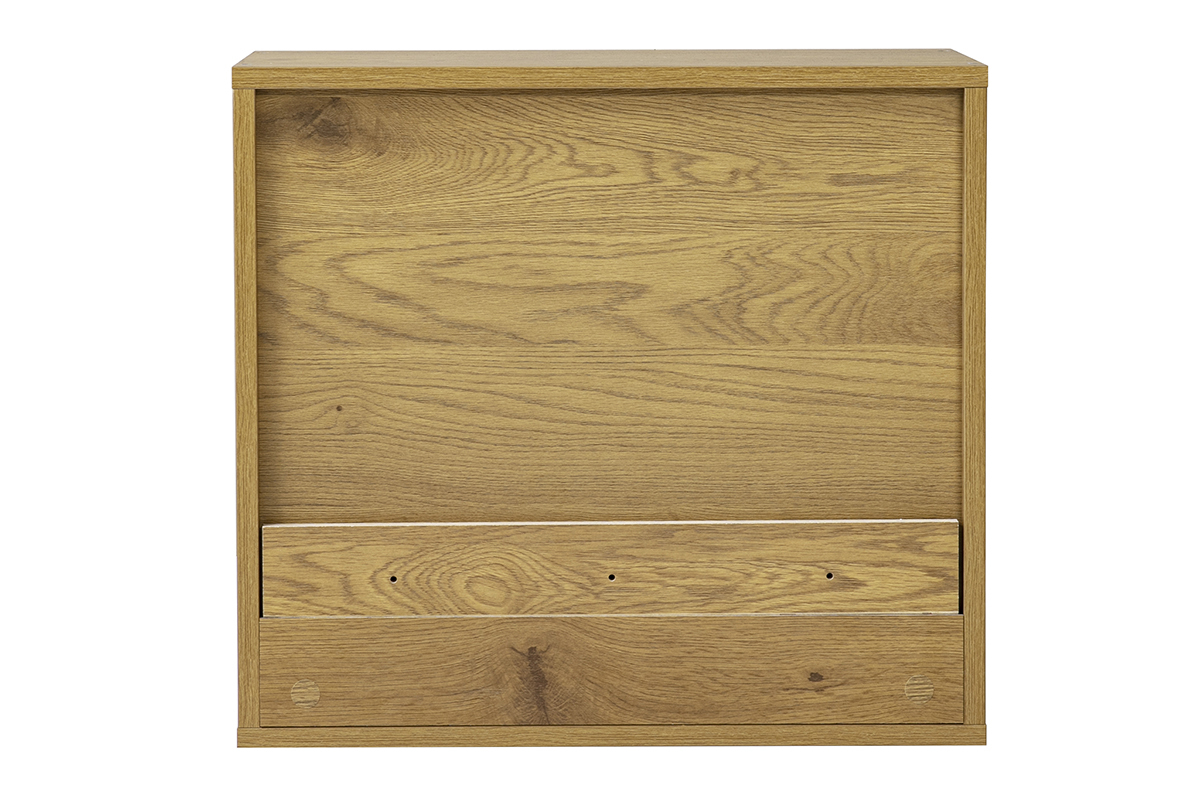 Wandregal aus hellem Eichenholz, R�ckansicht, Ma�e L55 x T30 x H50 cm.