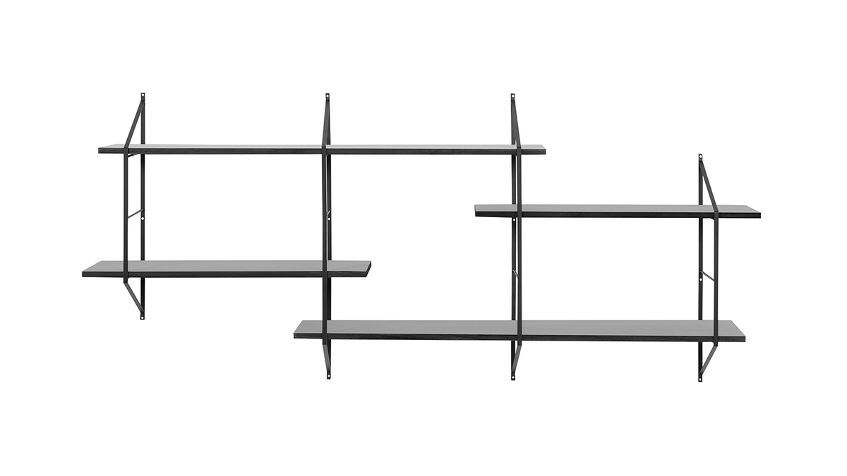 Wandregal XL Holz Schwarz BRIDGE