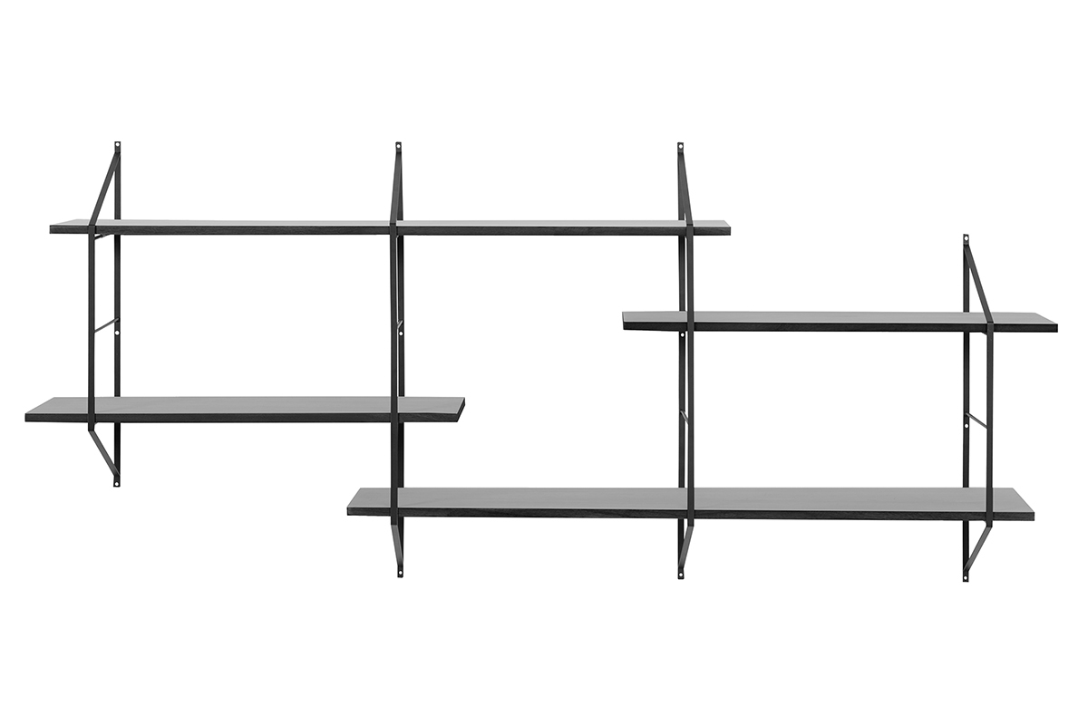 Wandregal XL Holz Schwarz BRIDGE