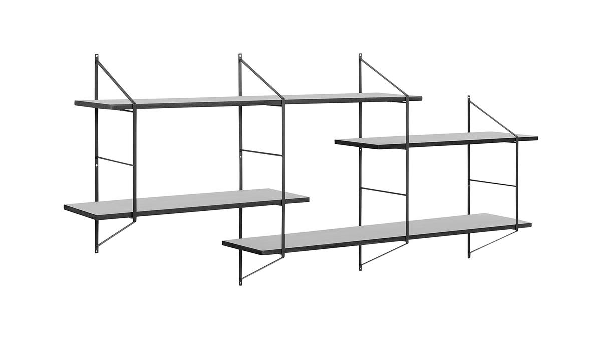 Wandregal XL Holz Schwarz BRIDGE