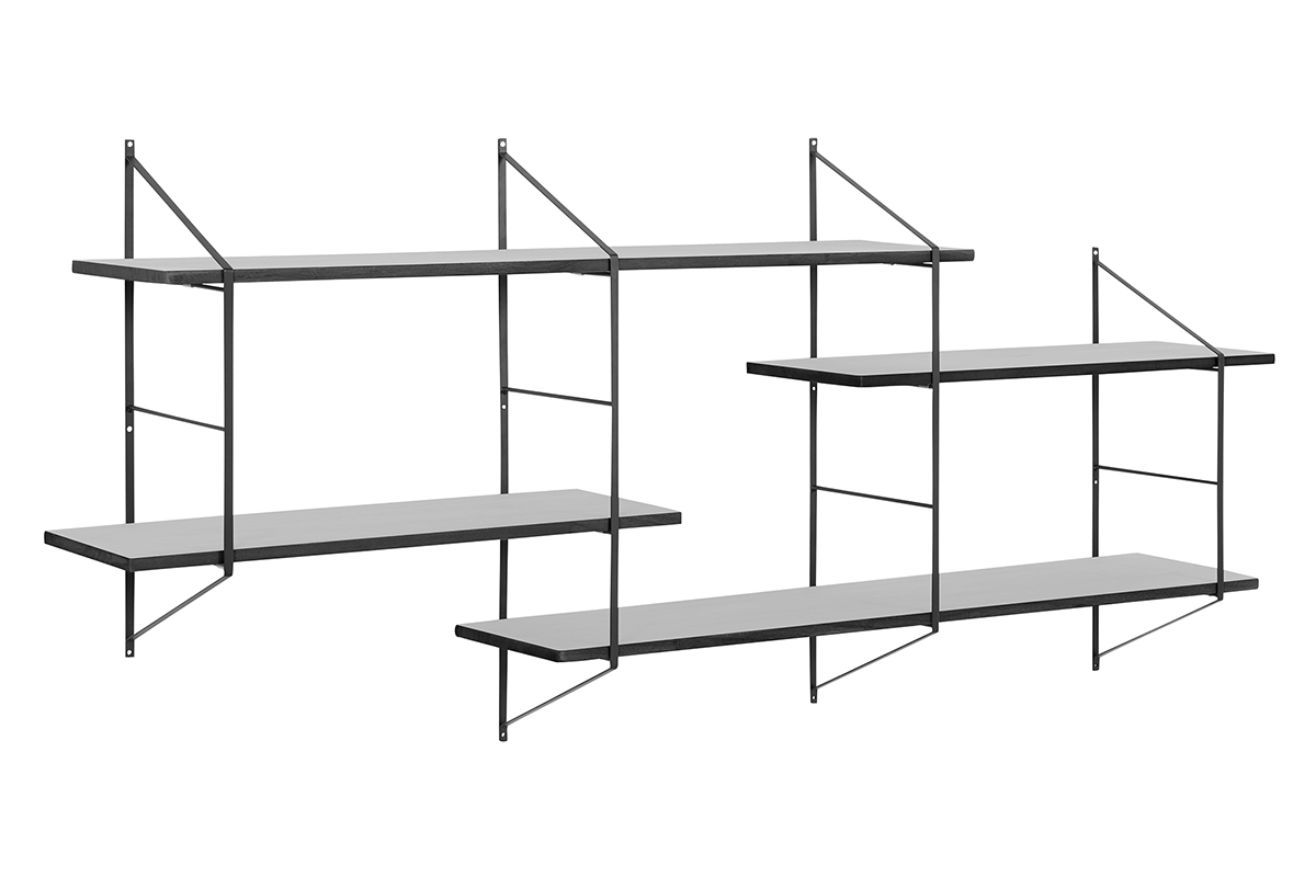 Wandregal XL Holz Schwarz BRIDGE