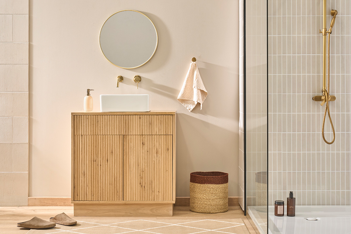 Waschtischm�bel aus massiver Eiche L80 cm ALISTAIR