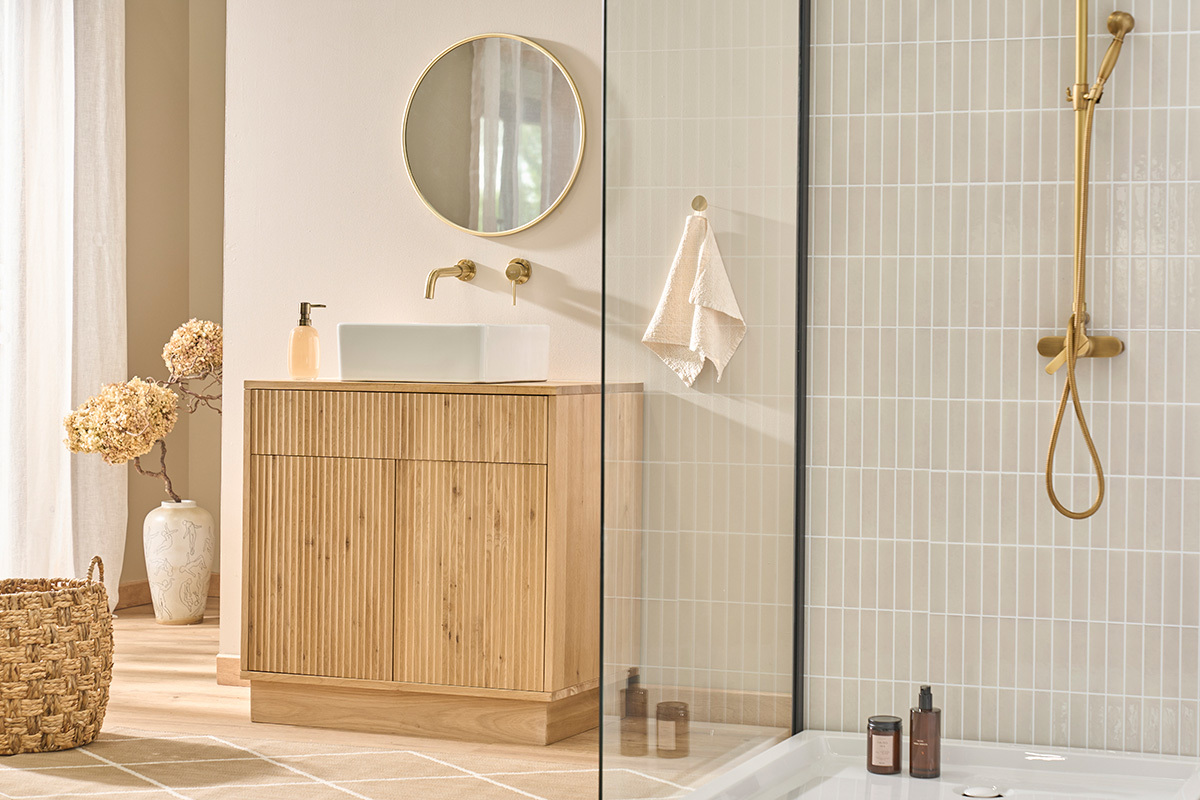 Waschtischm�bel aus massiver Eiche L80 cm ALISTAIR