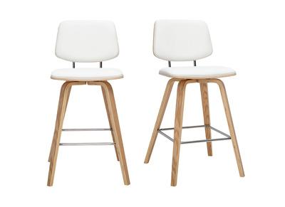Wei&szlig;e Barhocker aus hellem Holz H66 cm (2er-Set) SEGUR