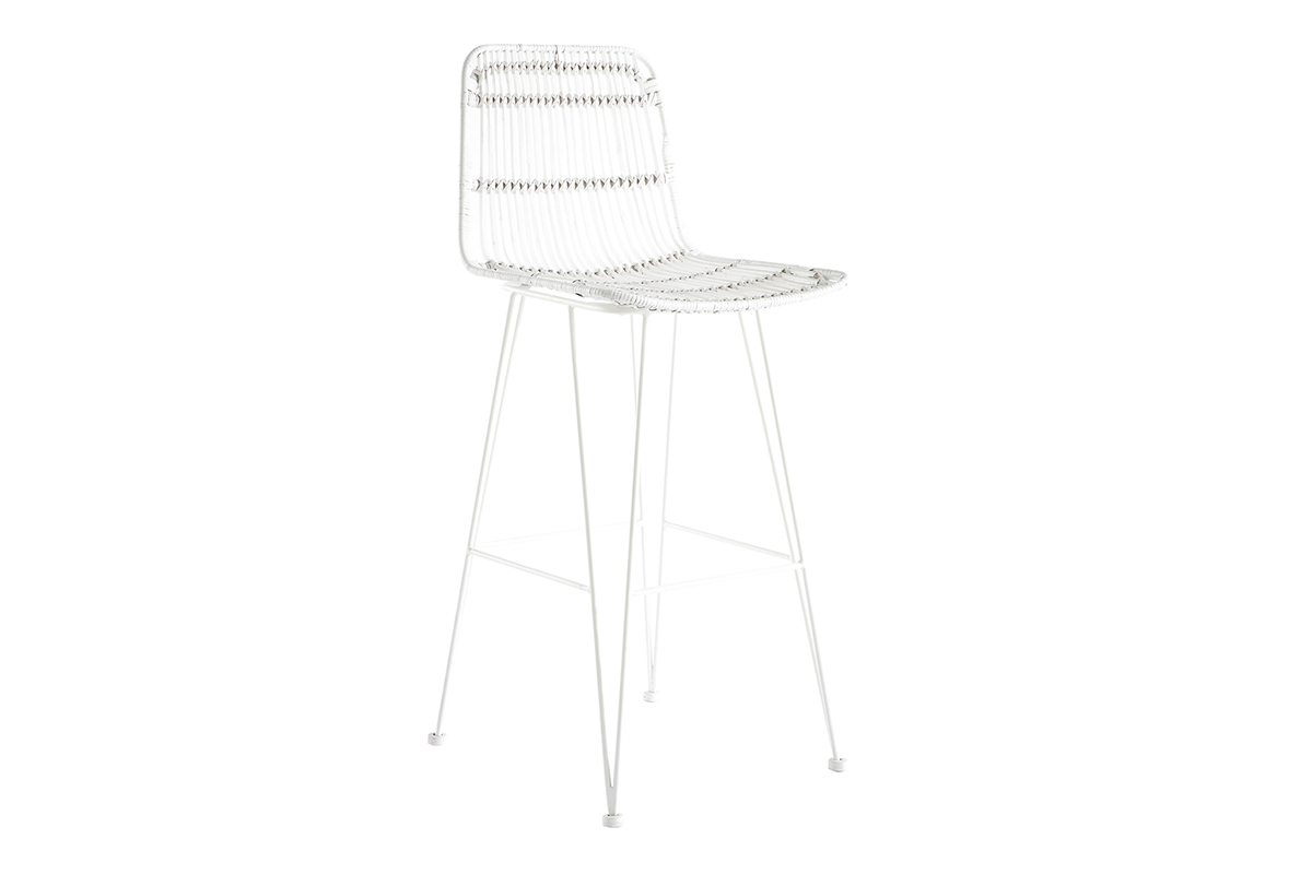 Weie Rattan-Barhocker (2 Stck) MALACCA