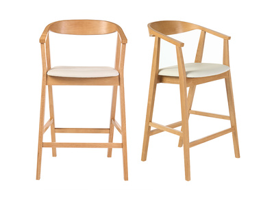 Wei&szlig;e skandinavische Barhocker und helles Holz H66,5 cm (2er-Set) BAHIA
