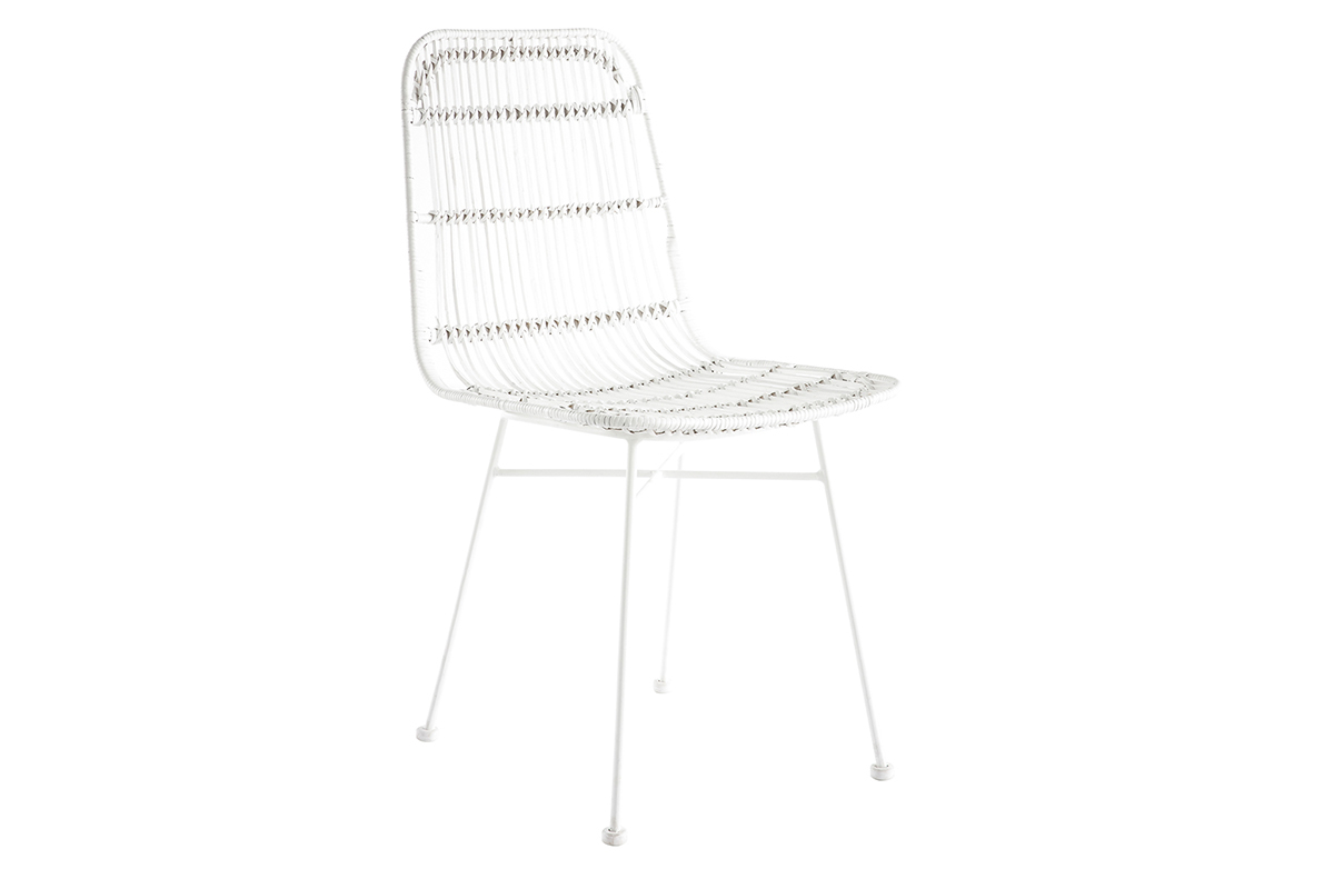 Weie Sthle aus Natur-Rattan (2 Stck) MALACCA