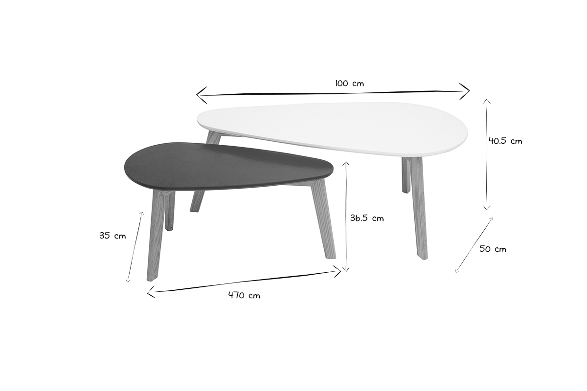 Weie und dunkelblaue skandinavische Couchtische (2er-Set) ARTIK