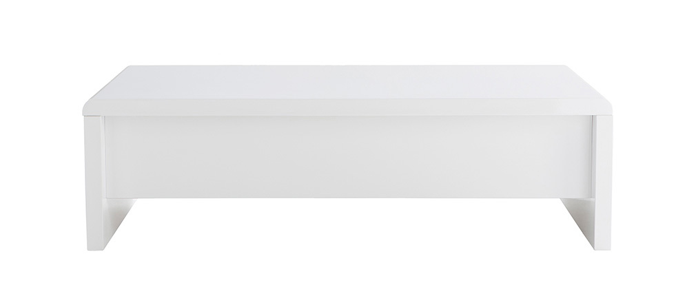 Weißer Design-Couchtisch LOLA, höhenverstellbar mit Stauraum