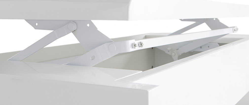 Weißer Design-Couchtisch LOLA, höhenverstellbar mit Stauraum