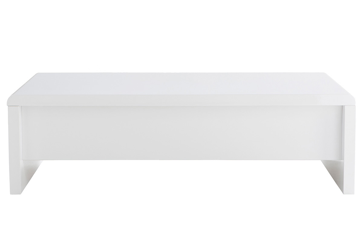 Wei�er Design-Couchtisch LOLA, h�henverstellbar mit Stauraum