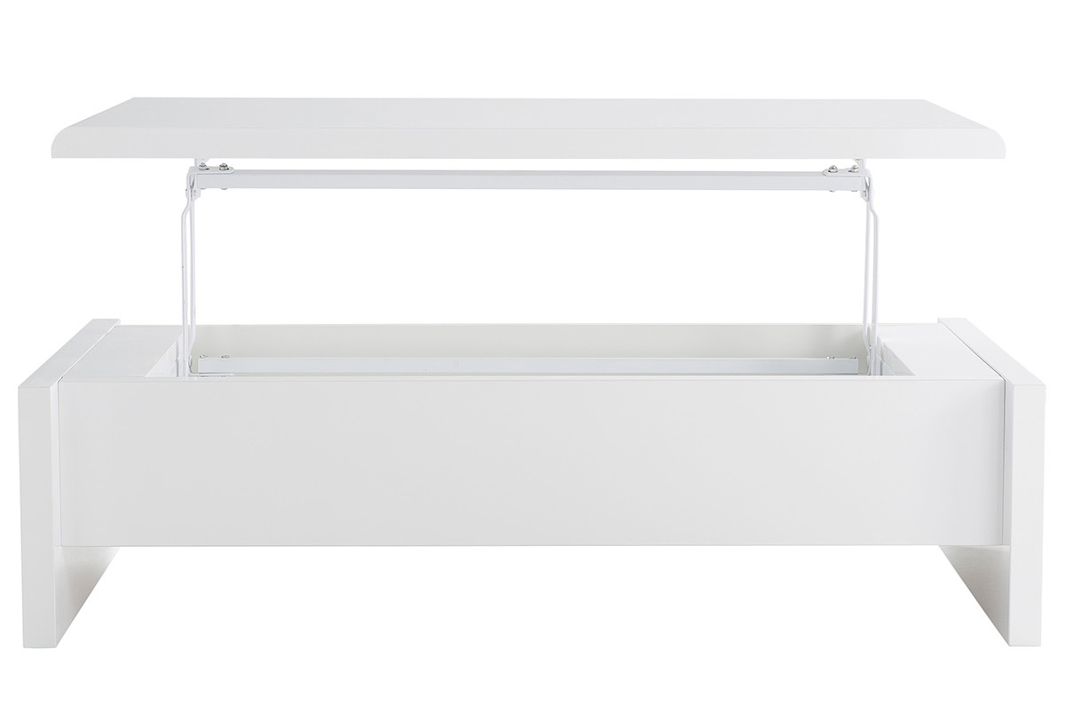 Wei�er Design-Couchtisch LOLA, h�henverstellbar mit Stauraum