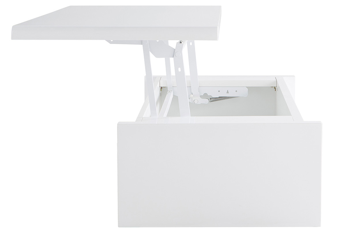 Wei�er Design-Couchtisch LOLA, h�henverstellbar mit Stauraum