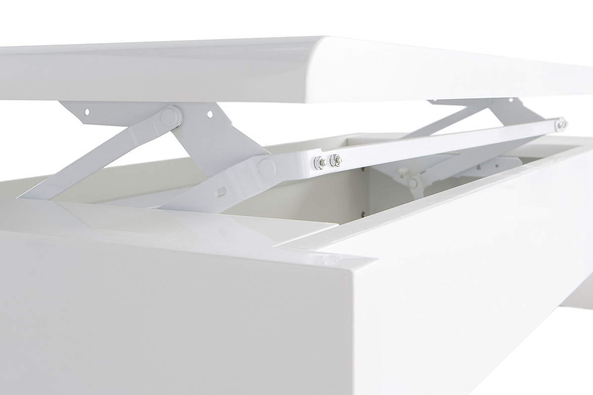 Wei�er Design-Couchtisch LOLA, h�henverstellbar mit Stauraum