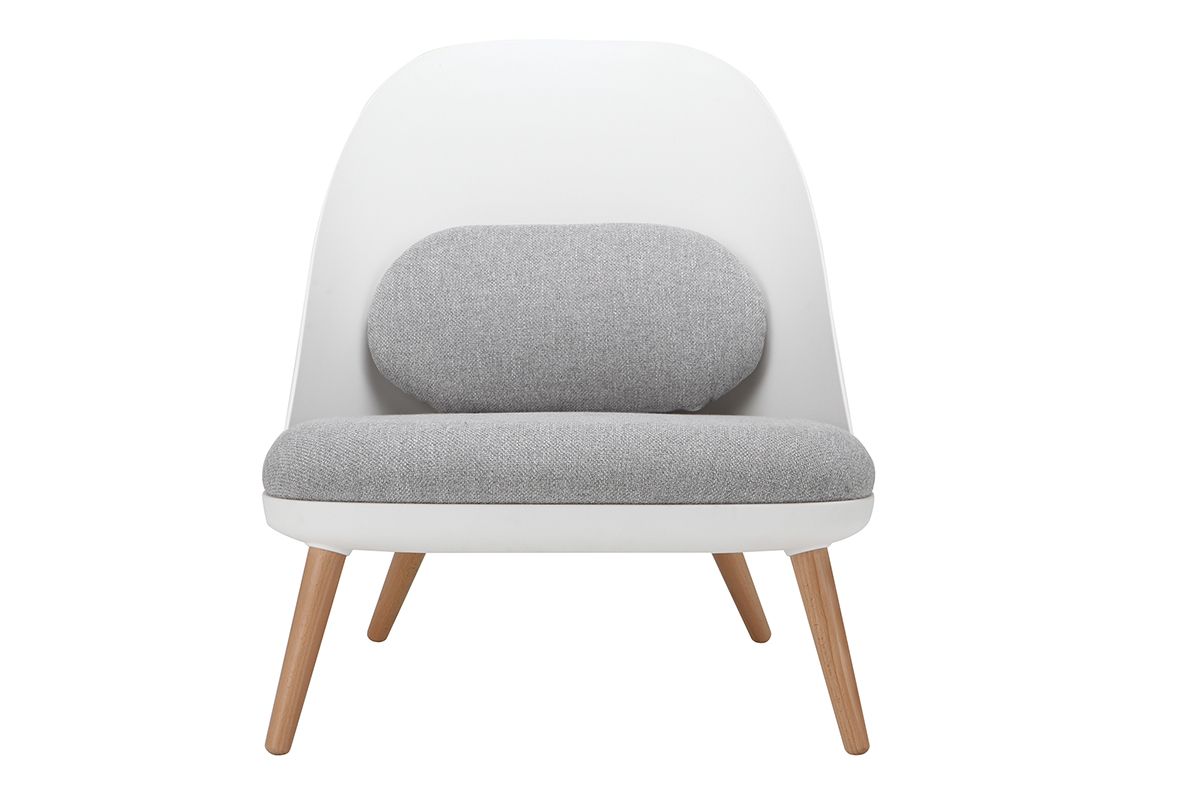 Weier Design-Sessel LEAF mit Stoffpolster und Sesselbeinen aus hellem Holz