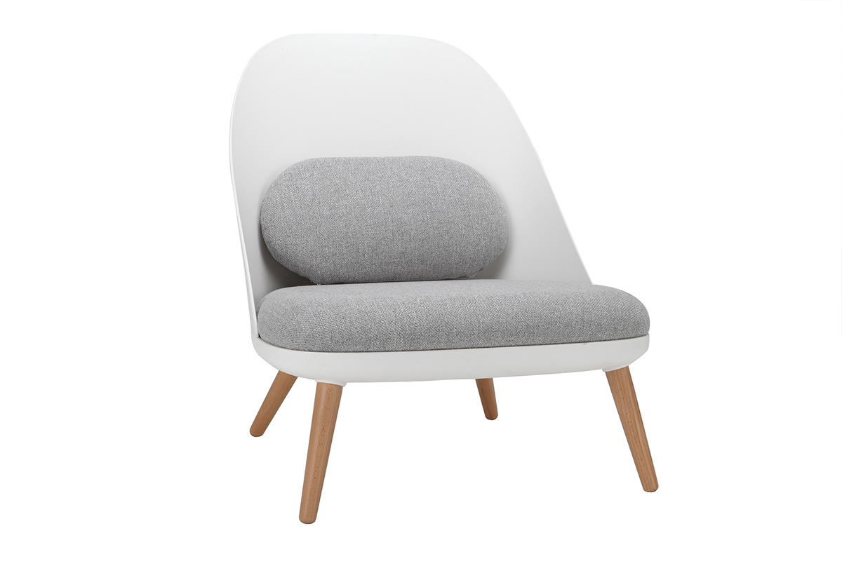 Weier Design-Sessel LEAF mit Stoffpolster und Sesselbeinen aus hellem Holz