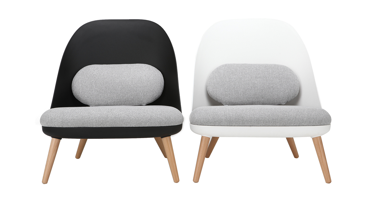 Weier Design-Sessel LEAF mit Stoffpolster und Sesselbeinen aus hellem Holz
