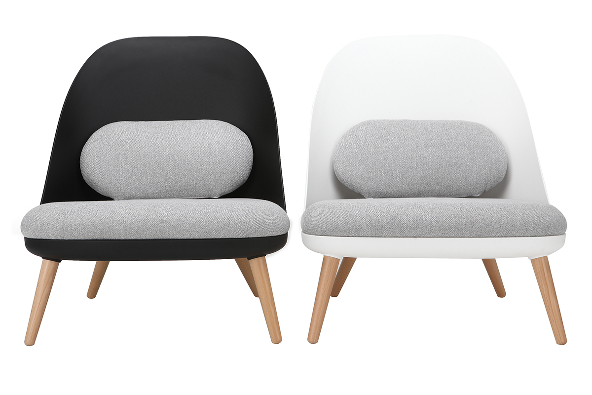 Weier Design-Sessel LEAF mit Stoffpolster und Sesselbeinen aus hellem Holz