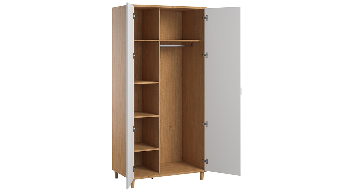 Weier und hlzerner Kleiderschrank LOU