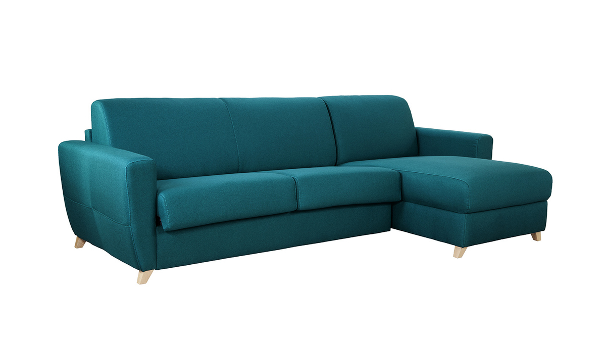 Wende- und konvertierbares Ecksofa mit Kommode in Entenblau GRAHAM