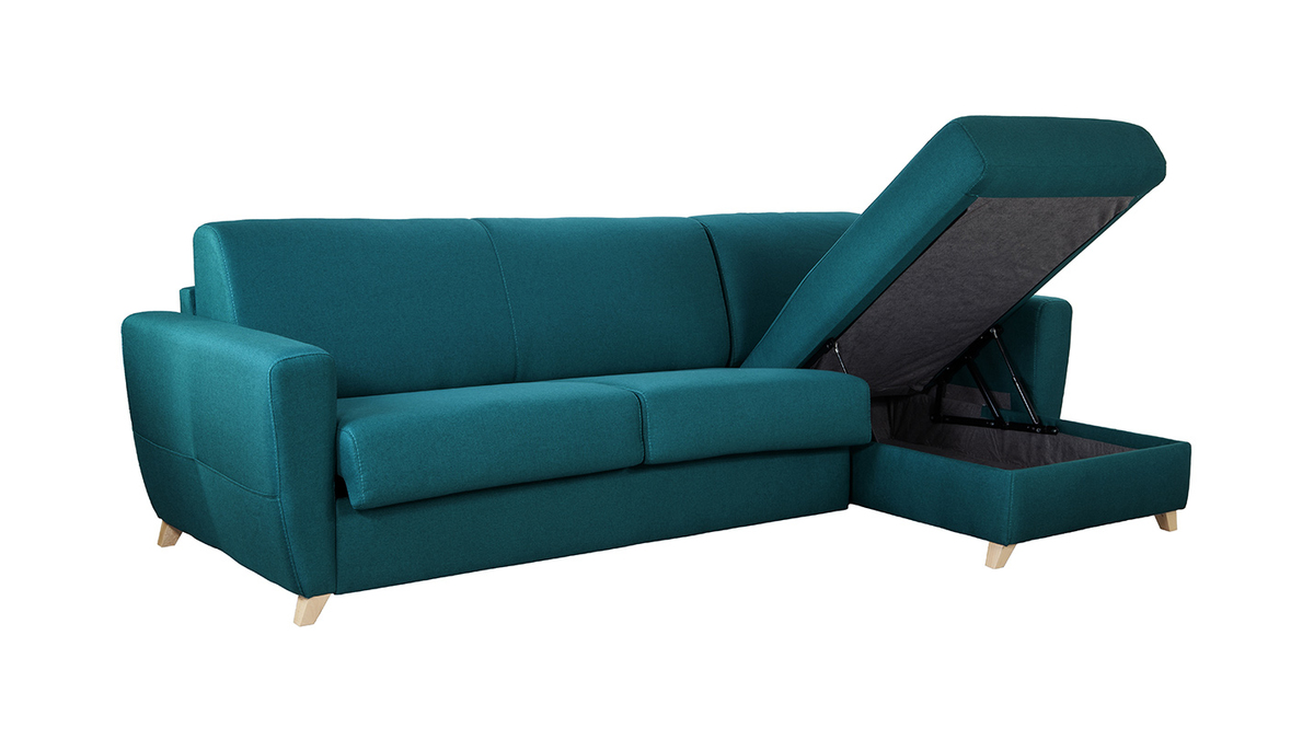 Wende- und konvertierbares Ecksofa mit Kommode in Entenblau GRAHAM