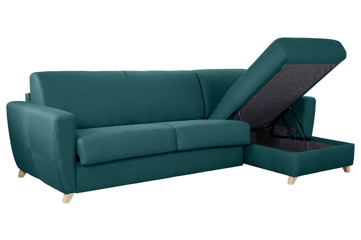 Wende- und konvertierbares Ecksofa mit Kommode in Entenblau GRAHAM