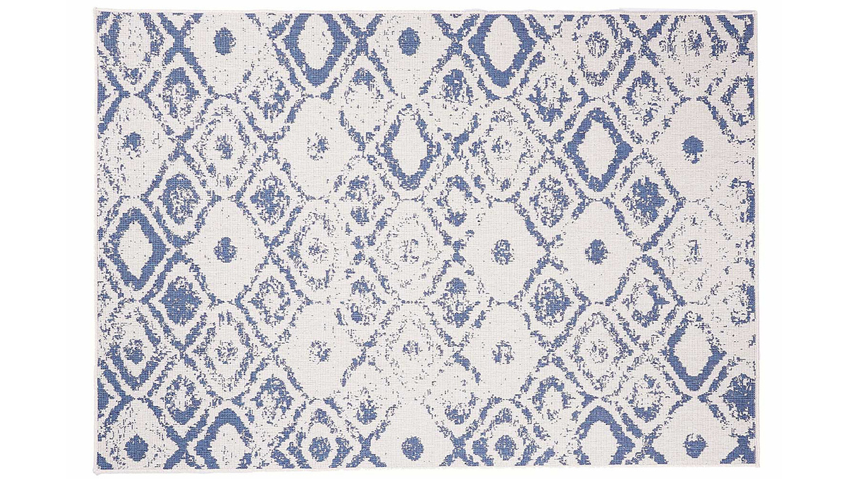 Wendeteppich für Innen und außen mit Mustern blau 160 x 230 cm BELIZ