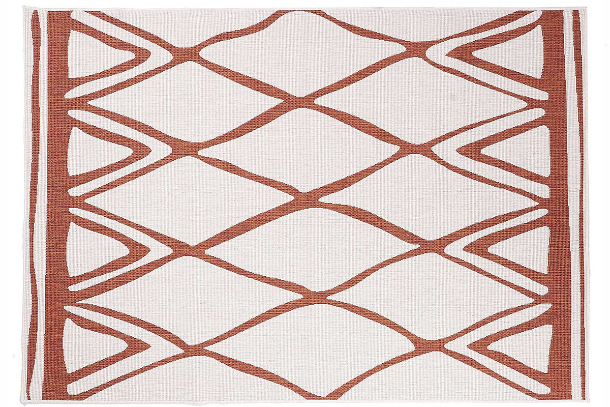 Wendeteppich fr Innen und auen Terrakotta und wei 160 x 230 cm ROCCA