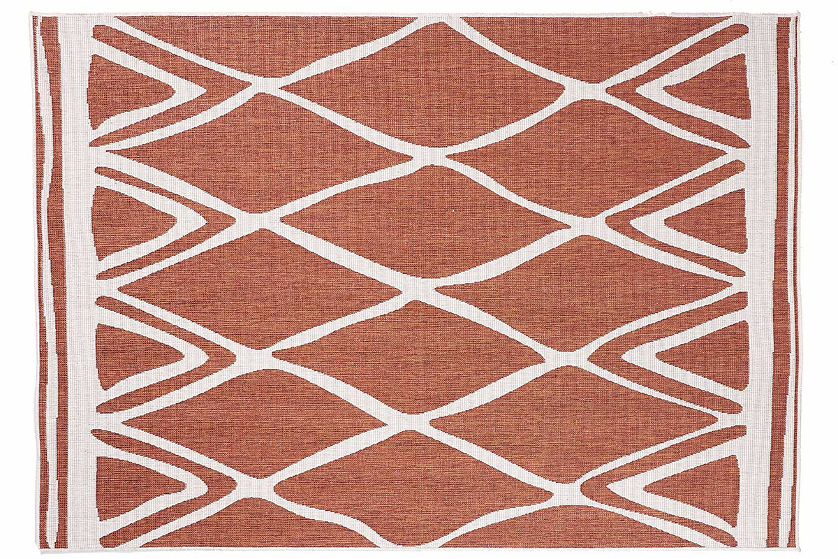 Wendeteppich fr Innen und auen Terrakotta und wei 160 x 230 cm ROCCA