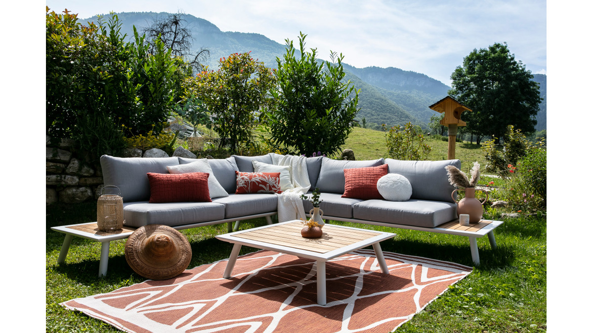Wendeteppich fr Innen und auen Terrakotta und wei 160 x 230 cm ROCCA
