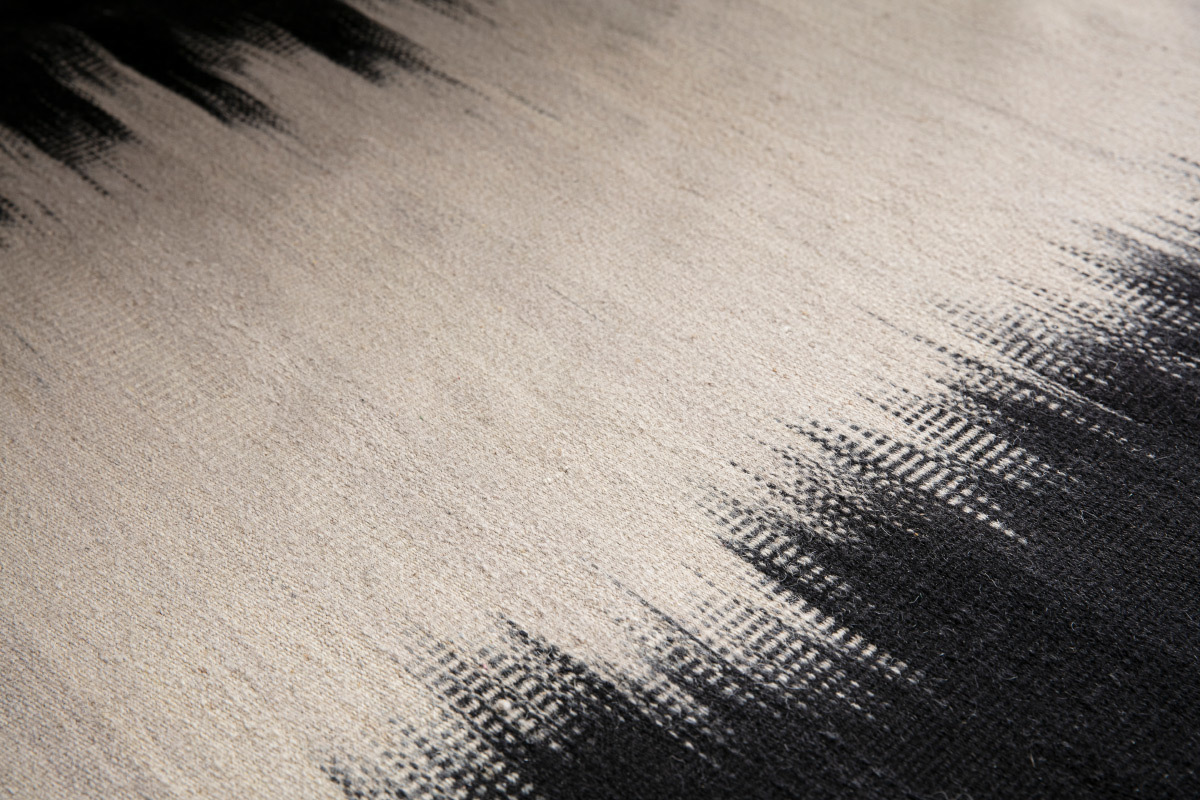 Wollteppich Elfenbeinfarben und Schwarz 160�x�230�cm IKAT