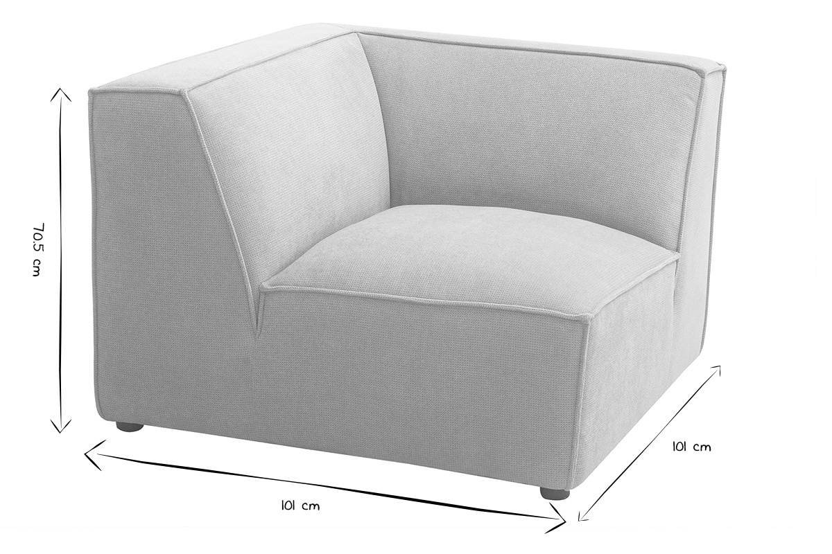 Zentrales Eckmodul fr Sofa in beigem Samt-Effekt Stoff Texturierter SPLIT