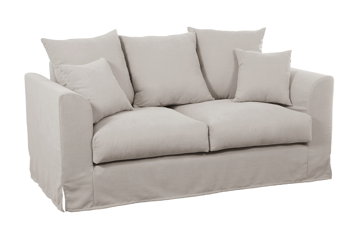 Zwei-Sitzer-Sofa aus leinfarbenem Stoff mit abnehmbarem Bezug FEVER