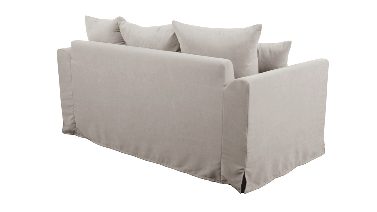 Zwei-Sitzer-Sofa aus leinfarbenem Stoff mit abnehmbarem Bezug FEVER