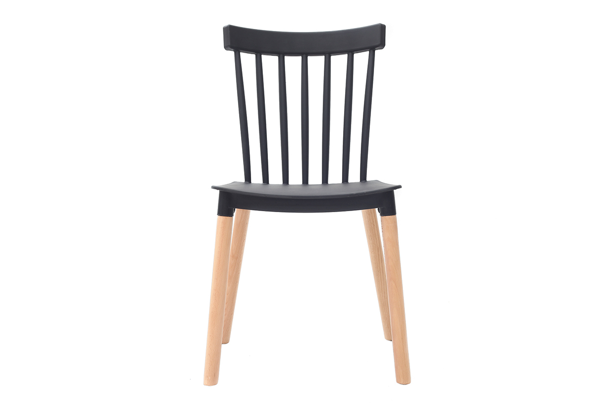 Zweifarbige Design-Sthle schwarz und Holz (2-er Satz) GAMBO