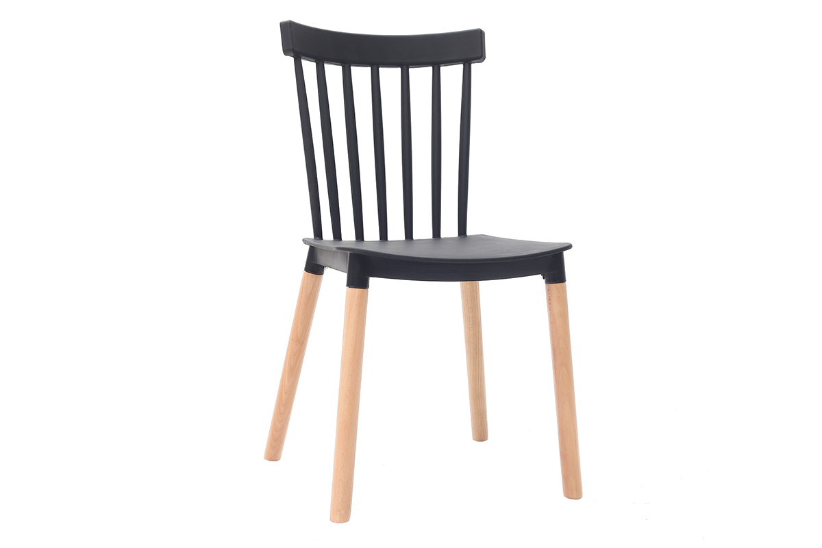 Zweifarbige Design-Sthle schwarz und Holz (2-er Satz) GAMBO
