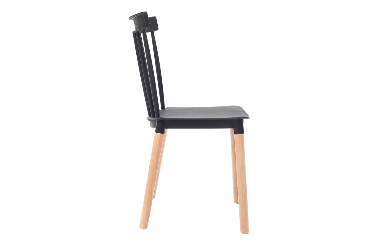 Zweifarbige Design-Sthle schwarz und Holz (2-er Satz) GAMBO