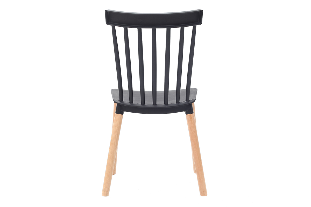 Zweifarbige Design-Sthle schwarz und Holz (2-er Satz) GAMBO