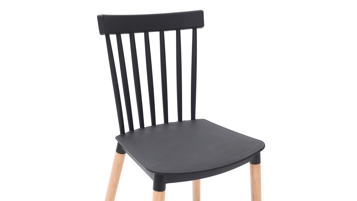 Zweifarbige Design-Sthle schwarz und Holz (2-er Satz) GAMBO